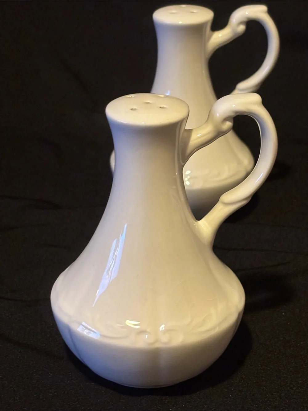Vintage All White Meakin Salt & Pepper Shakers.